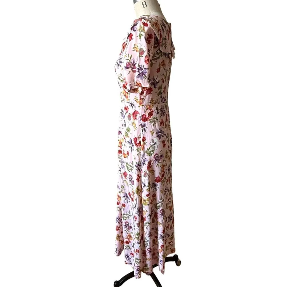 Vintage Susan Bristol Pink Floral Midi Dress Size 6 - Image 2