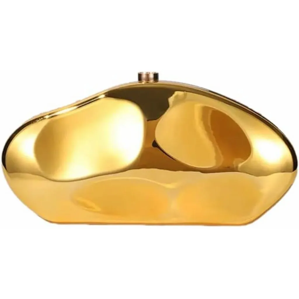 ⚡Women's Gold Egg Metallic Evening Shiny Top Closure Trendy Clutch Handbags - Image 5