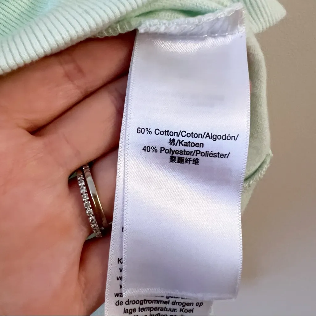 DKNY Mint Green Round Neck Logo Metallic Pullover Lightweight NEW Medium $59 - Image 6