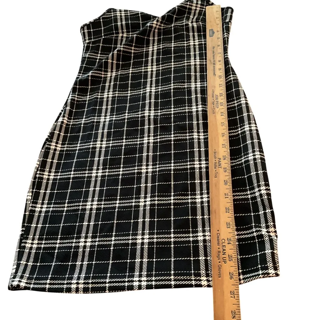 Shein Black & White Plaid Spaghetti Strap Mini Dress S short casual festival - Image 4