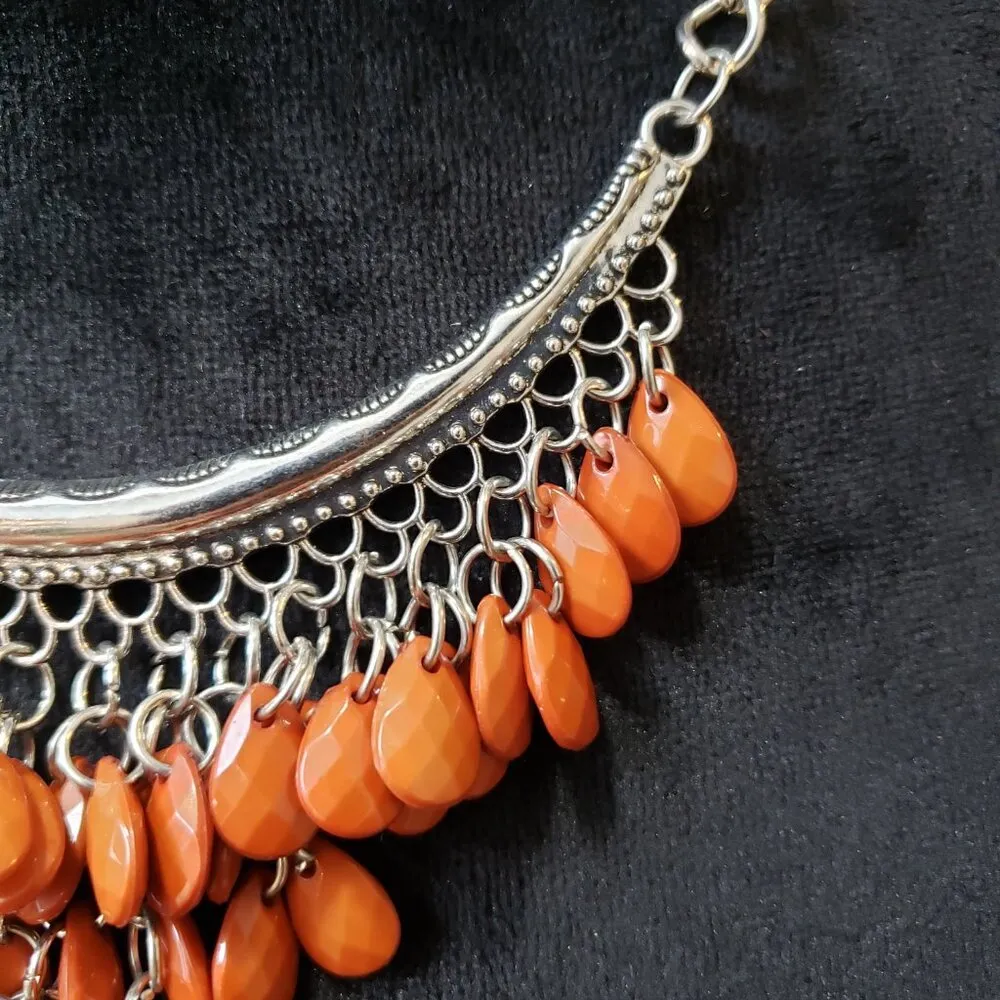 Paparazzi Womens Rio Rainfall Orange Bead Chain Link Necklace with Lobster Clasp - Image 5