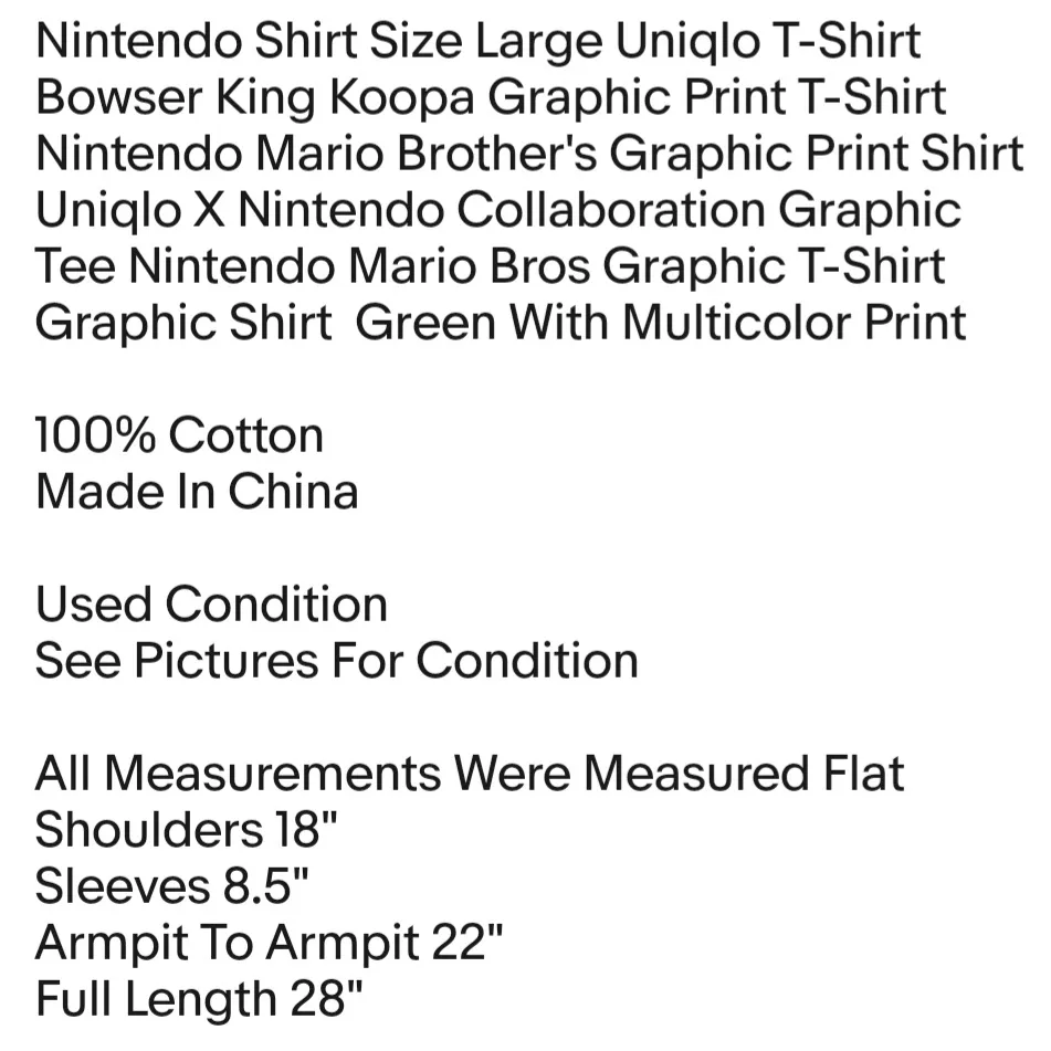 Uniqlo Nintendo Shirt Size Large  T-Shirt Bowser King Koopa Graphic Print T-Shirt  - Image 2