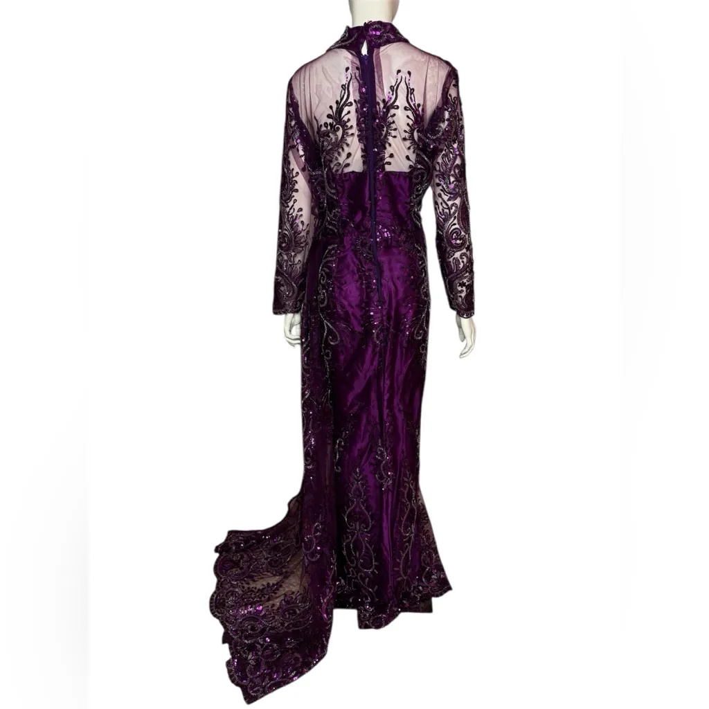 Unbranded Glamorous Elegant Purple Sequined/Jeweled Evening Formal Gown Size XL - Image 3