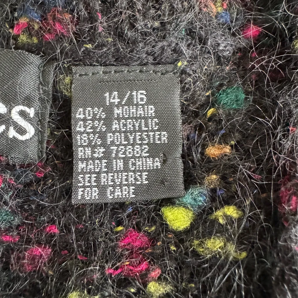 Vintage 80s 90s Stefano Basics Black Pink Speckled Button Down Sweater Vest Sz L Size L - Image 6