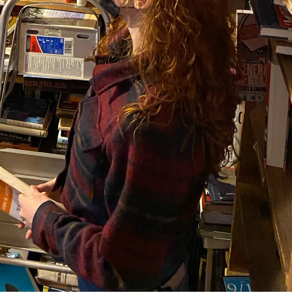 stoosh Red & Navy Blue Plaid Cropped Jacket - Image 4