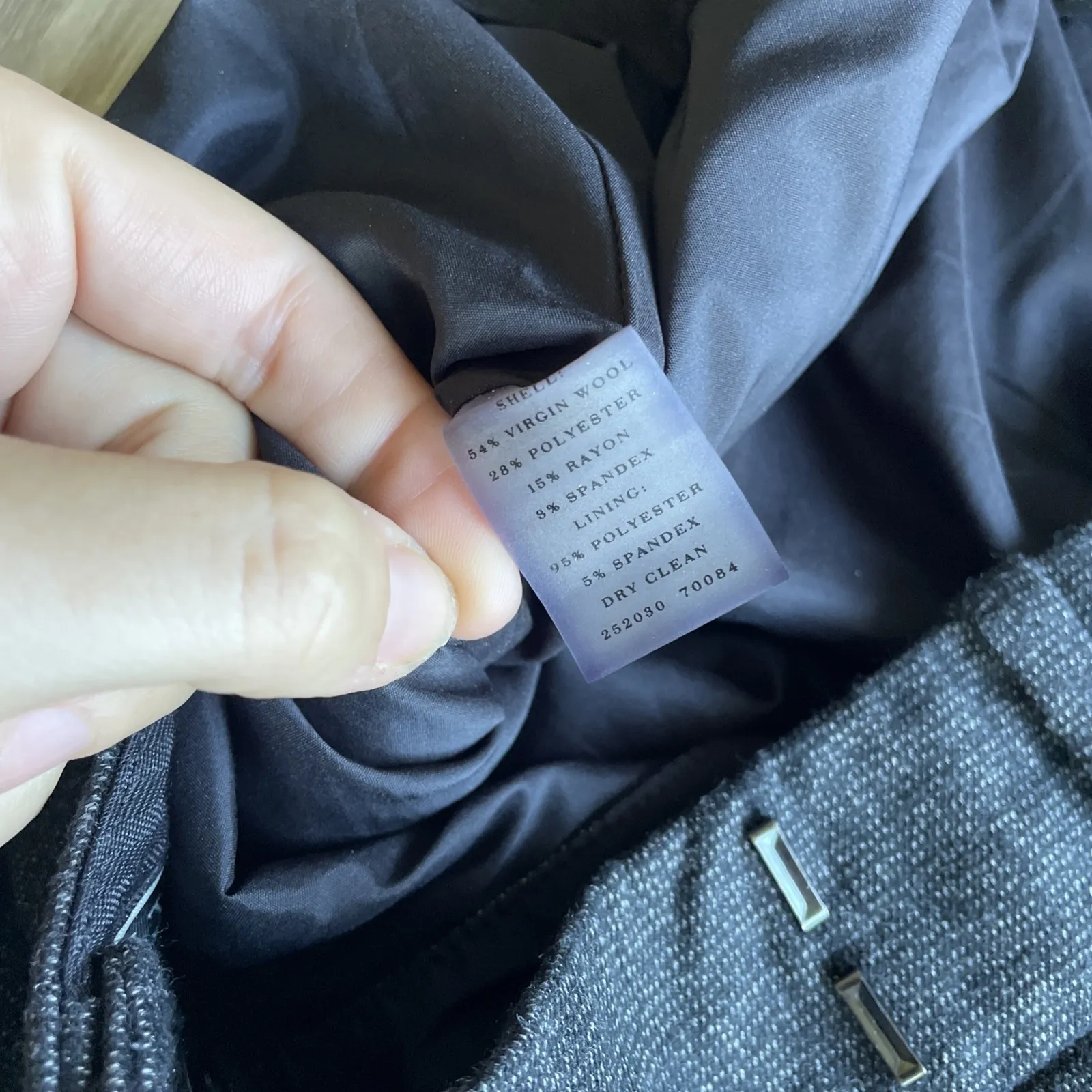 Ann Taylor Women's 10 Dark Gray Wool Blend Wide Leg Dress Pants Lined Mid Rise‎ - Image 4