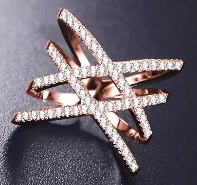 Rose Gold Double Criss Cross X Ring - Image 2
