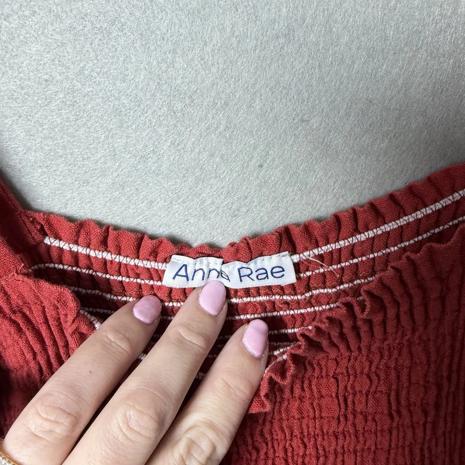 Anna Rae Red Orange Tiered Maxi Dress Sundress Linen Blend Women's Size L Size L - Image 3