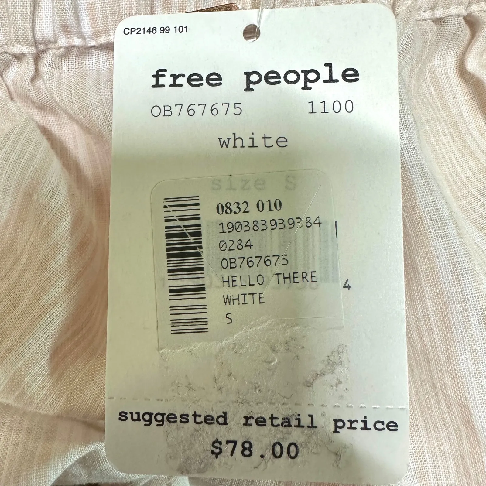 FREE PEOPLE NEW Hello There Beautiful Linen Cotton Striped Bow Blouse Women's S - Image 8