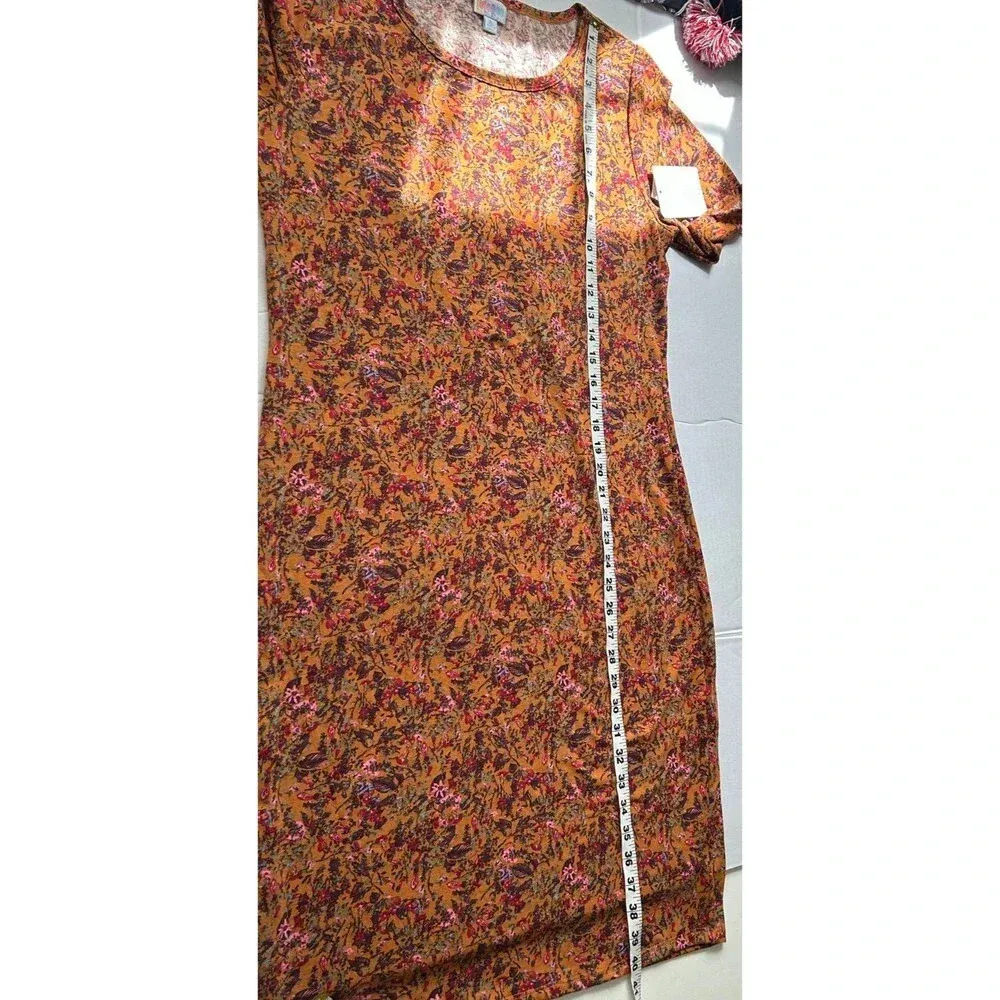 Women’s Julia Dress, Leaf Floral Print Short Sleeves Rust Brown XL - Image 6