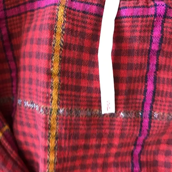 Free People Break My Stride plaid oversized Cabincore Blouse S‎ - Image 5