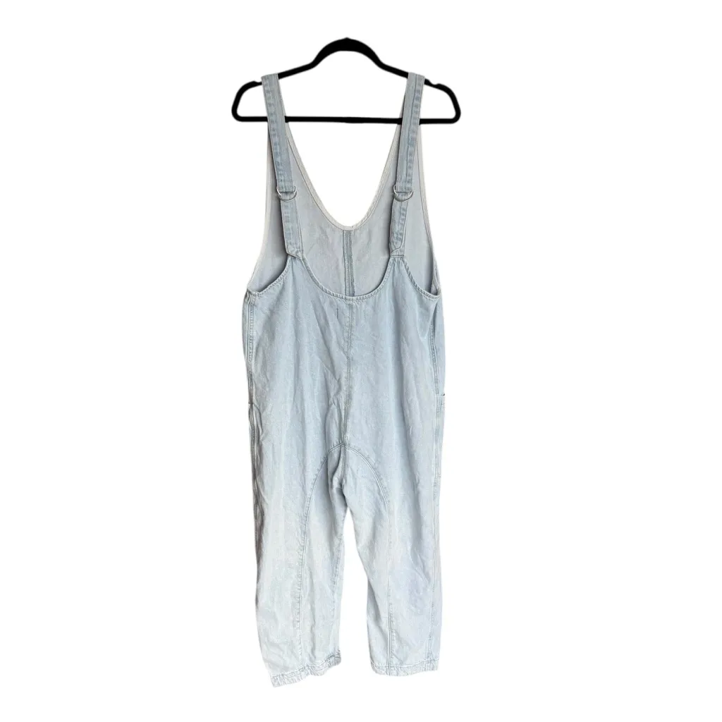 Free People x We The Free High Roller Denim Jumpsuit Overalls Light Wash Sz M - Image 5