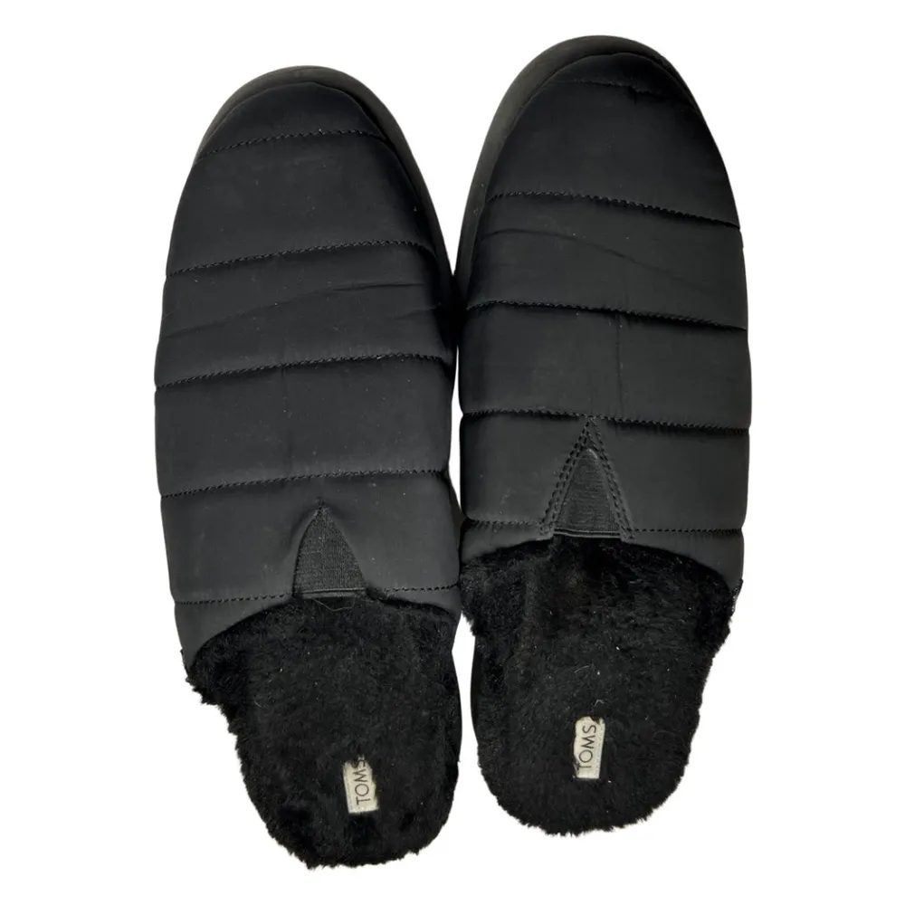 Women’s TOMS Alpargata Mallow Mule Black Matte Faux Fur Slipper Size 11 casual - Image 2