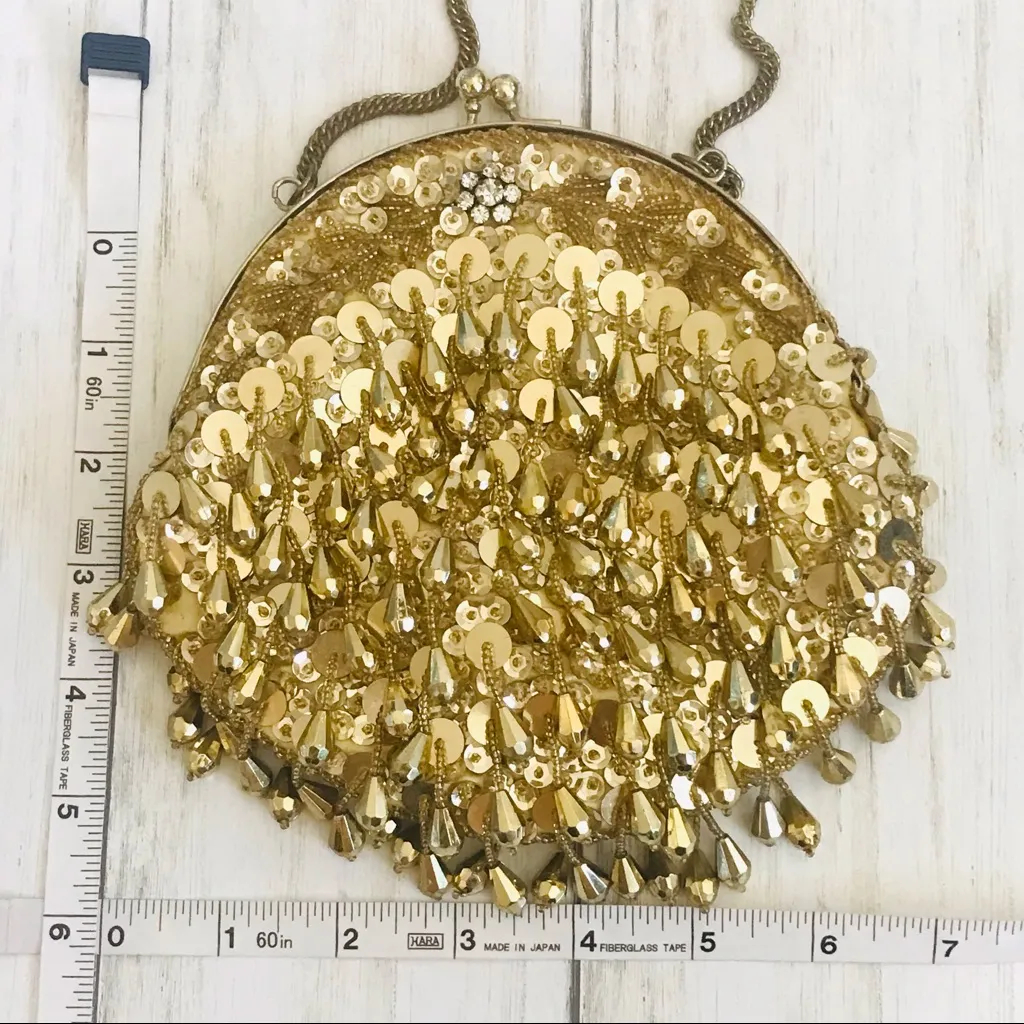 Vintage Stunner Flapper Gold Beaded handbag - Image 5