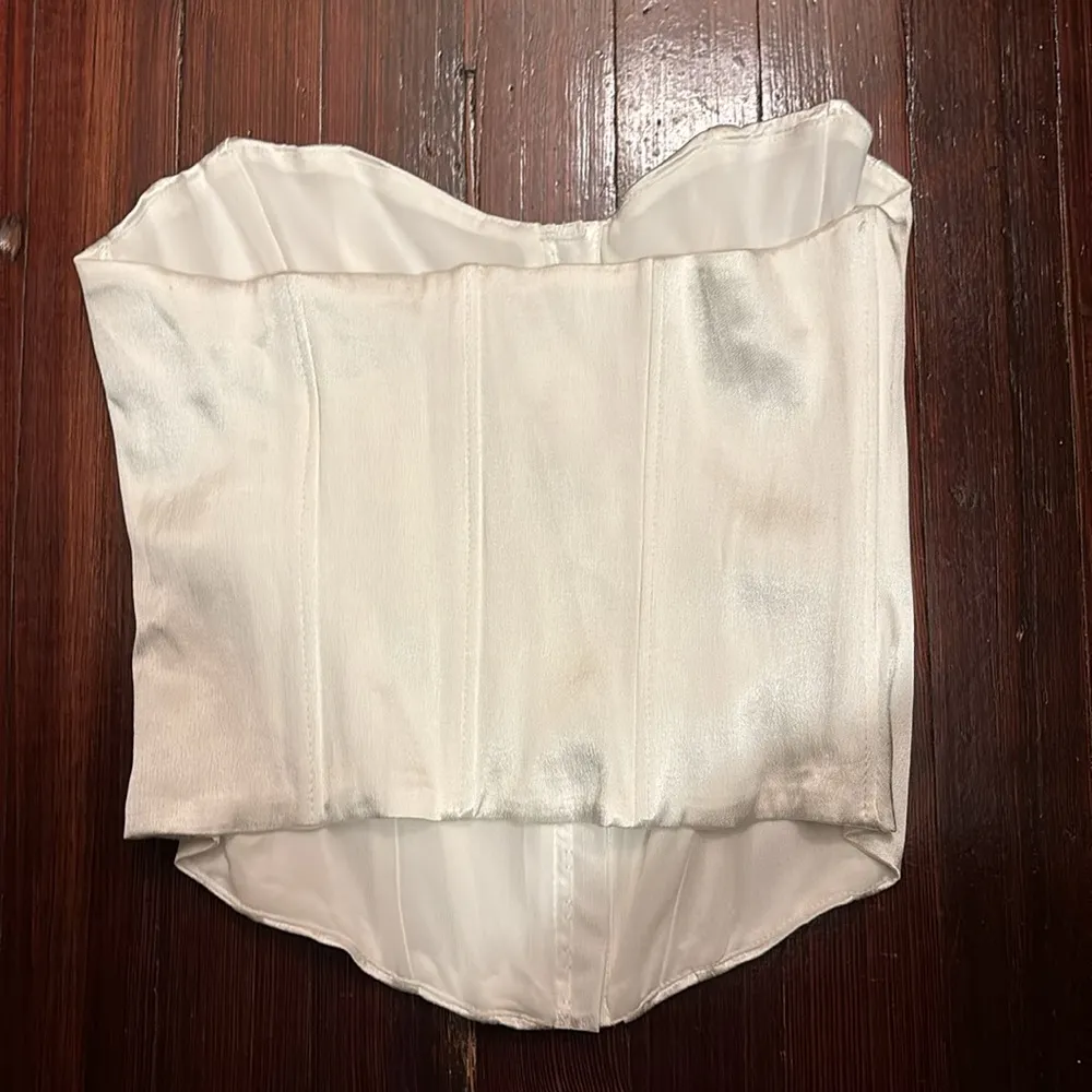 Zara White Satin Hook & Loop Bustier Corset - Image 4