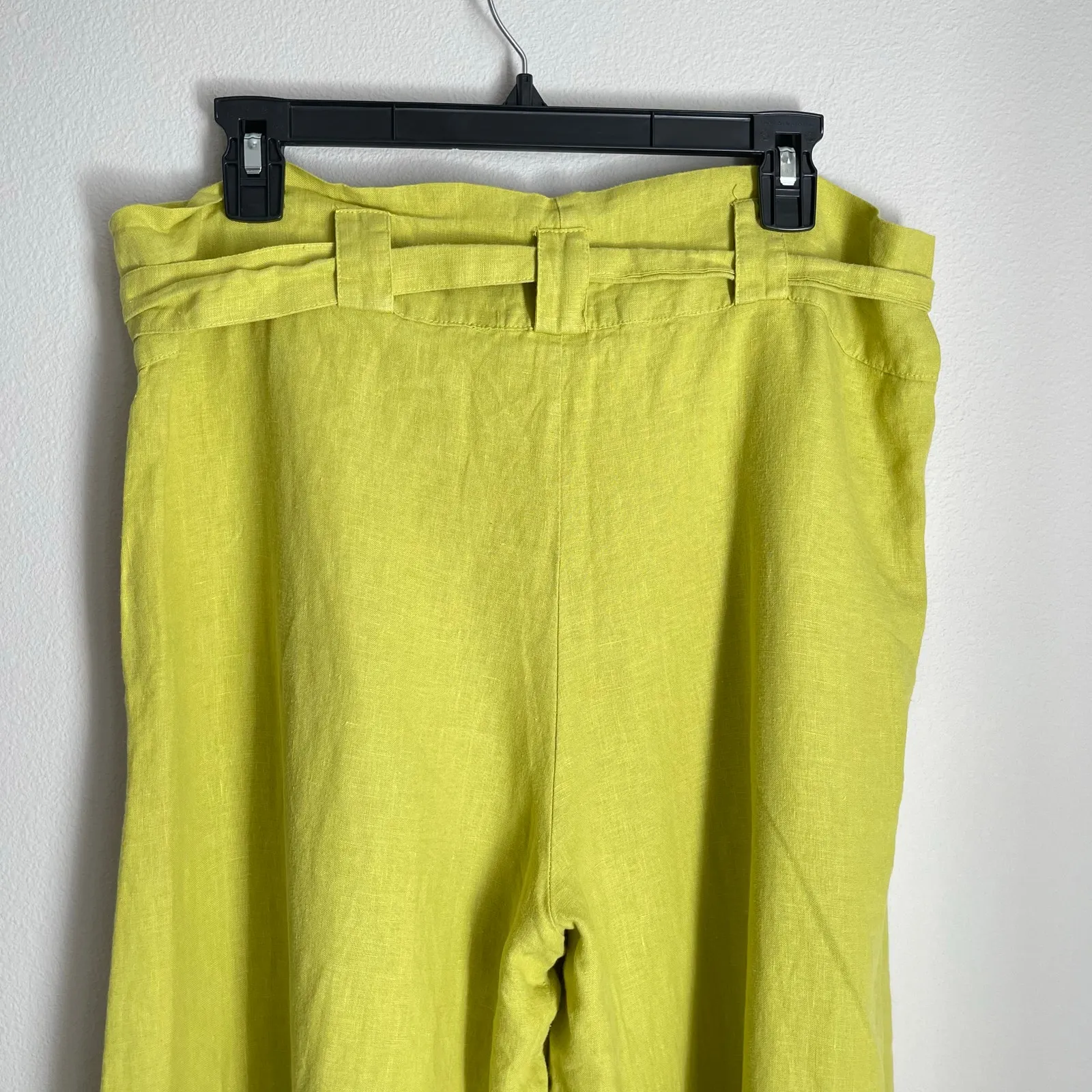 Bryn Walker Linen Chartreuse Green Wide Leg Flowy Pants (Small) - Image 6