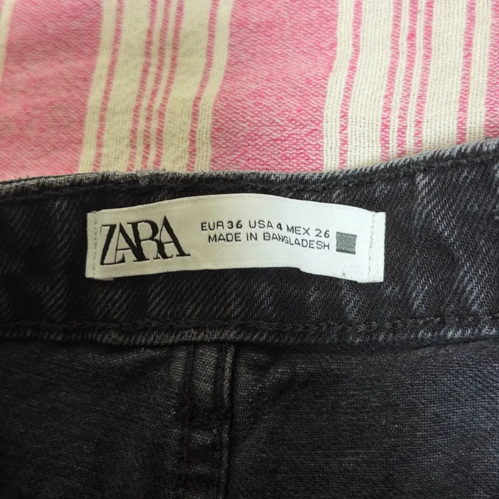 ZARA Black High-Rise Cutoff Denim Shorts (Size 4 / EUR 36) - Image 3