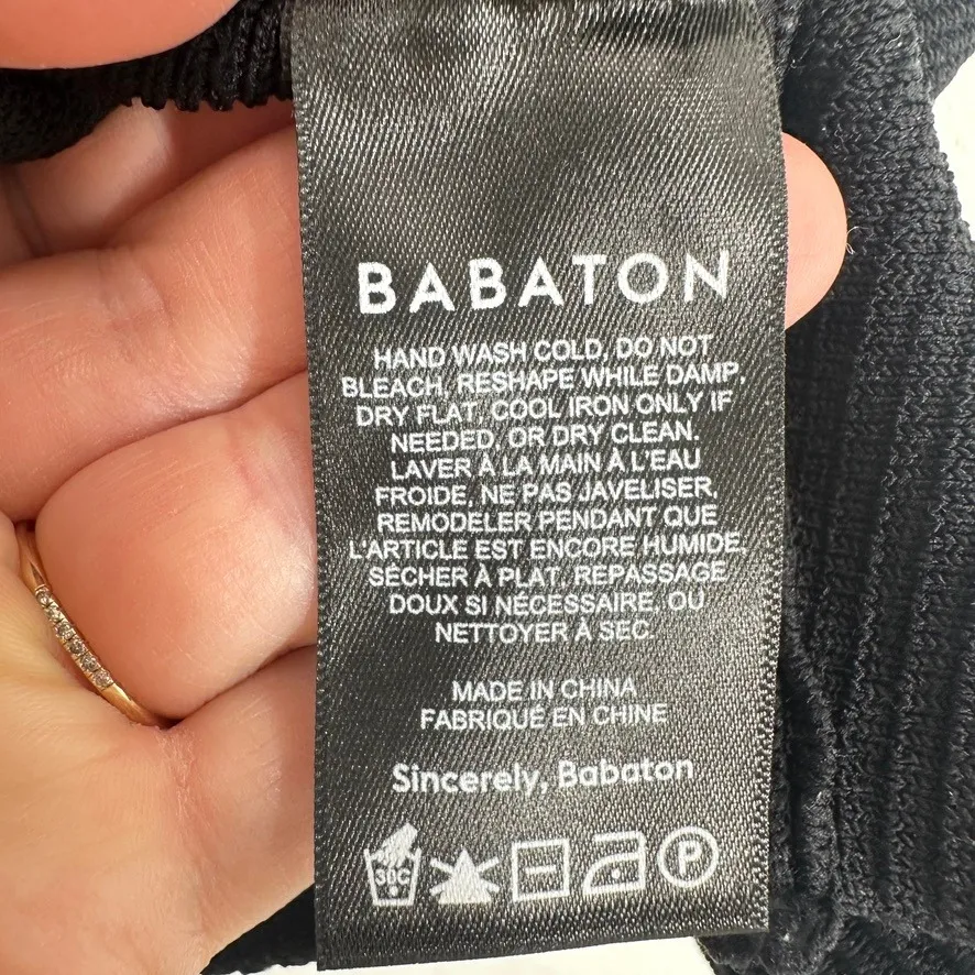 Babaton Black Ribbed Sculpt Knit Crisscross Halter Crop Top Size S - Image 7