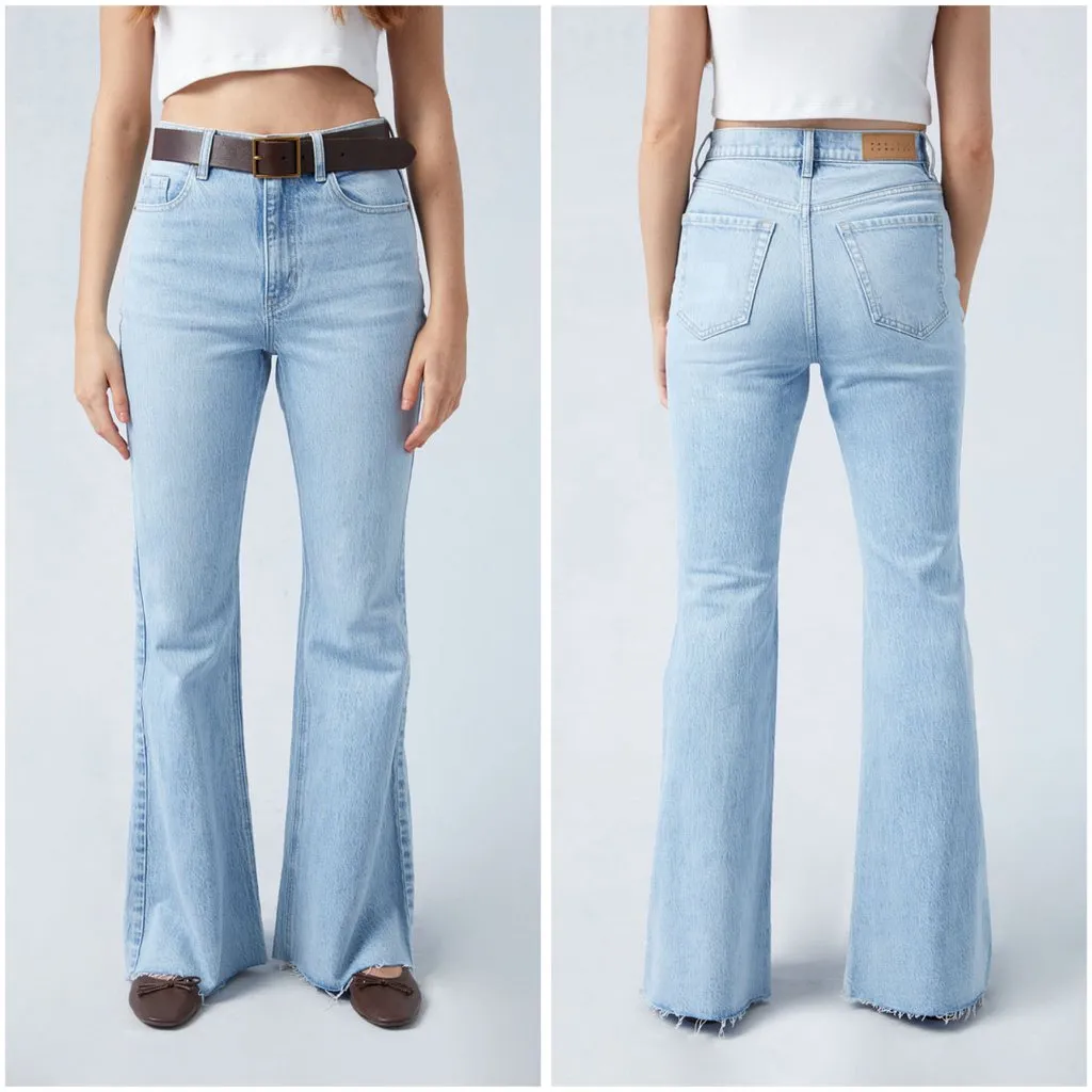 Pacsun Stretch High Rise Flare Jean Light Wash Size 27 - Image 2