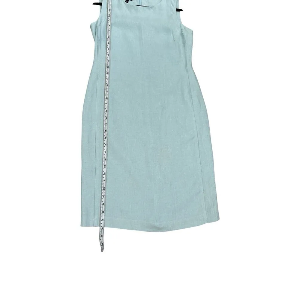 Talbots Size 4P Blue Pure Irish Linen Sleeveless Sheath Dress Zip Lined Classic - Image 6