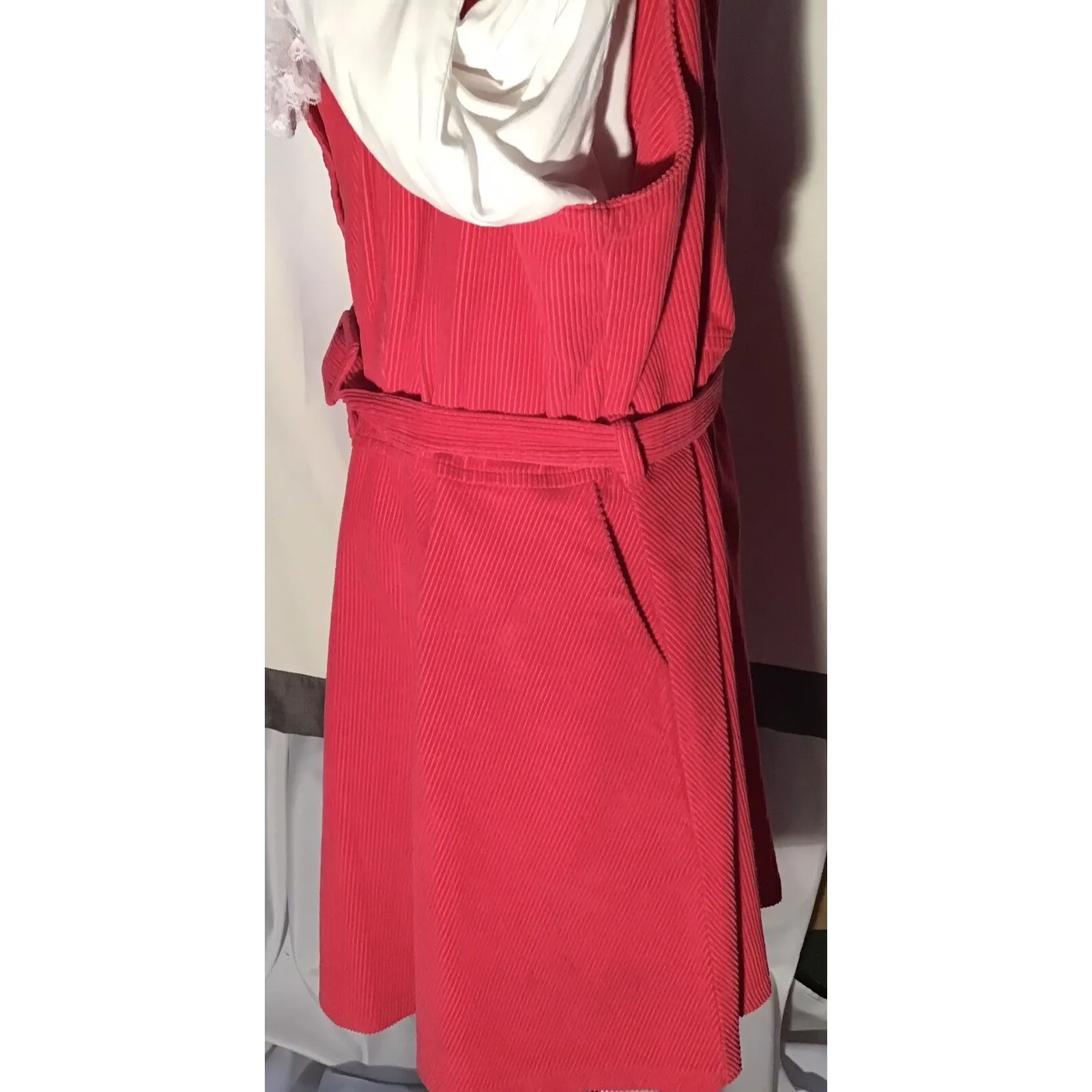 ASOS Corduroy Pinafore Overall‎ Jumper Size 4X  Barbie Core Pink Covered Buttons - Image 6