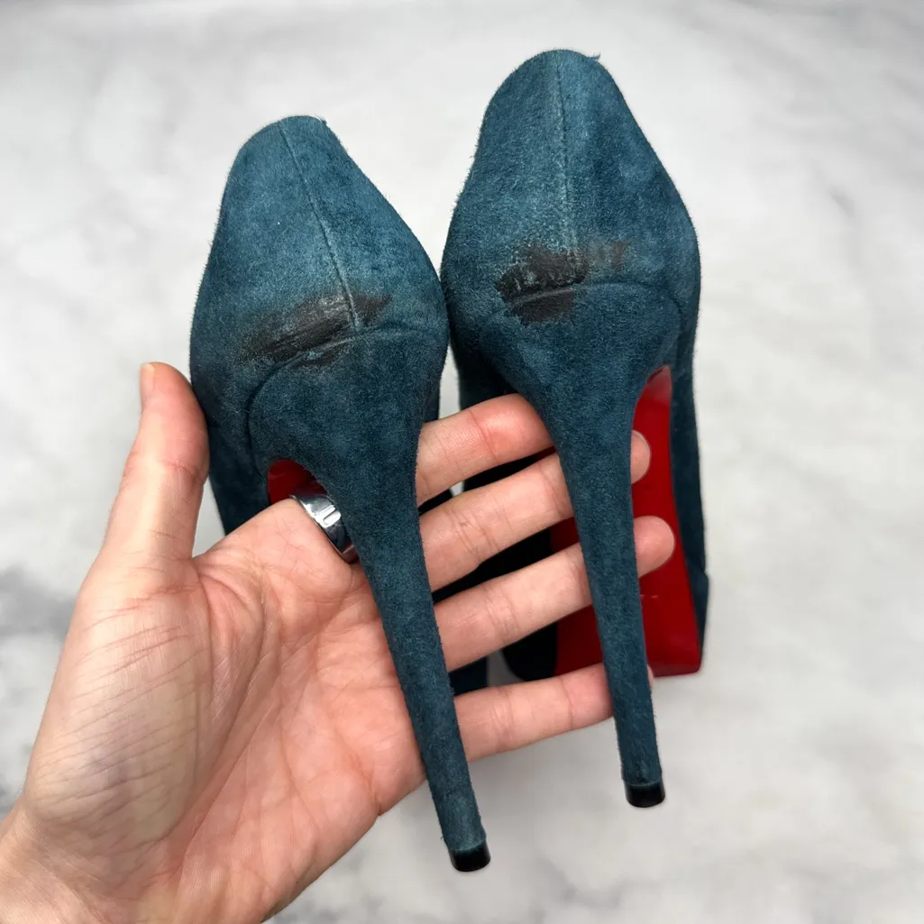 Christian Louboutin Bianca 140 Suede Veau Velours Platform Stiletto Pumps Heels - Image 6