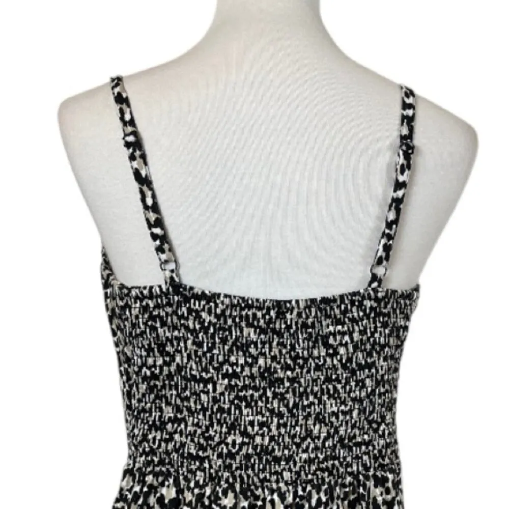 Old Navy Cami Dress Smocked Linen Blend Adjustable Leopard Print Women’s Large - Image 8