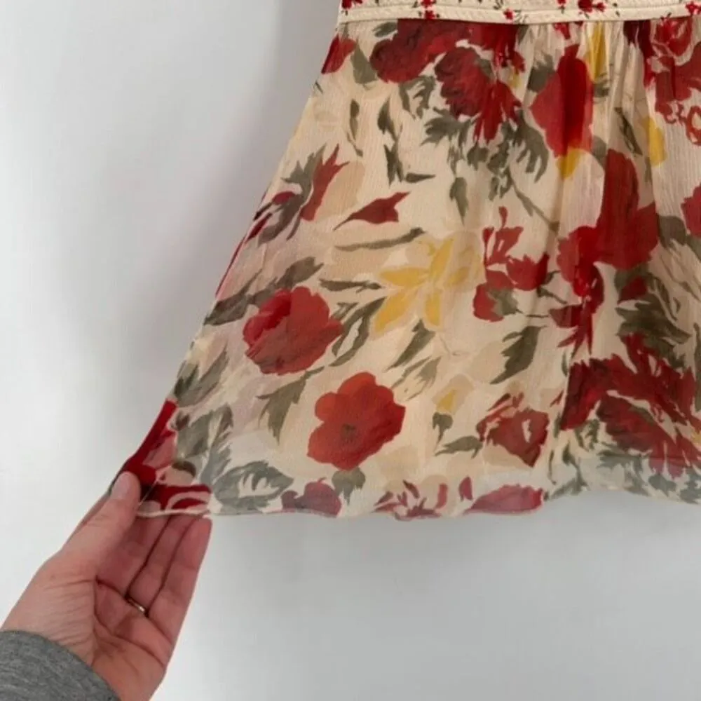 VTG Nine‎ West Y2K Fairy Core Whimsy Silk Floral baby doll blouse Small Size 6 - Image 5