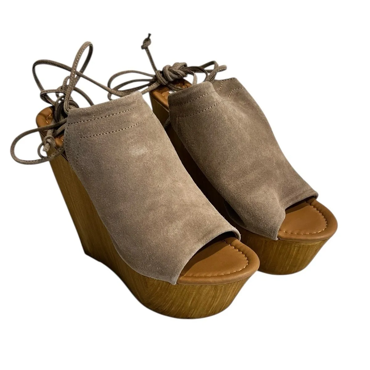 Steve Madden Women's Bonelli Taupe Faux Suede Wedge Shoes 8 M US - Image 2