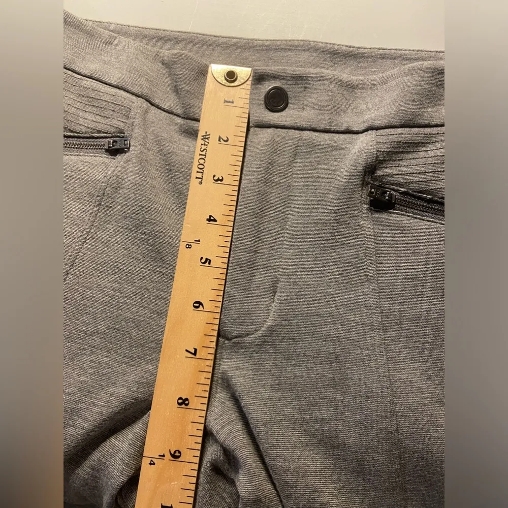 Athleta Size 4 Ponte Twill Moto Pants Grey Skinny Pockets Work Career Zippers - Image 3