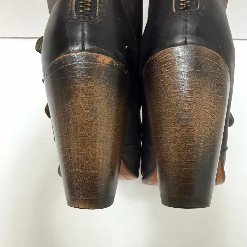 Freebird by Steven Malbec Black Leather Ankle Boot Bootie Chunky Heel Size 7 - Image 9