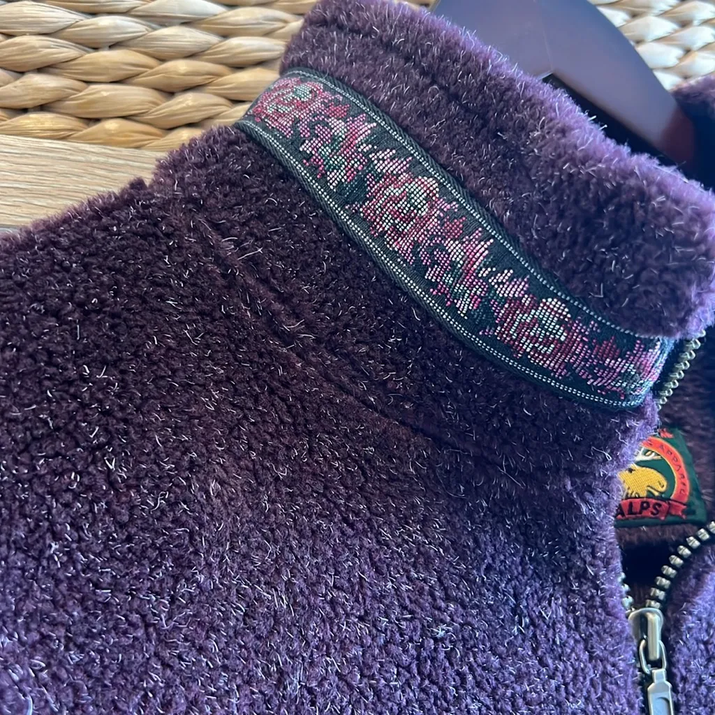 Vintage ALPS Sherpa Purple 1/4 Zip Sweater Knit, Women's XL - Image 3