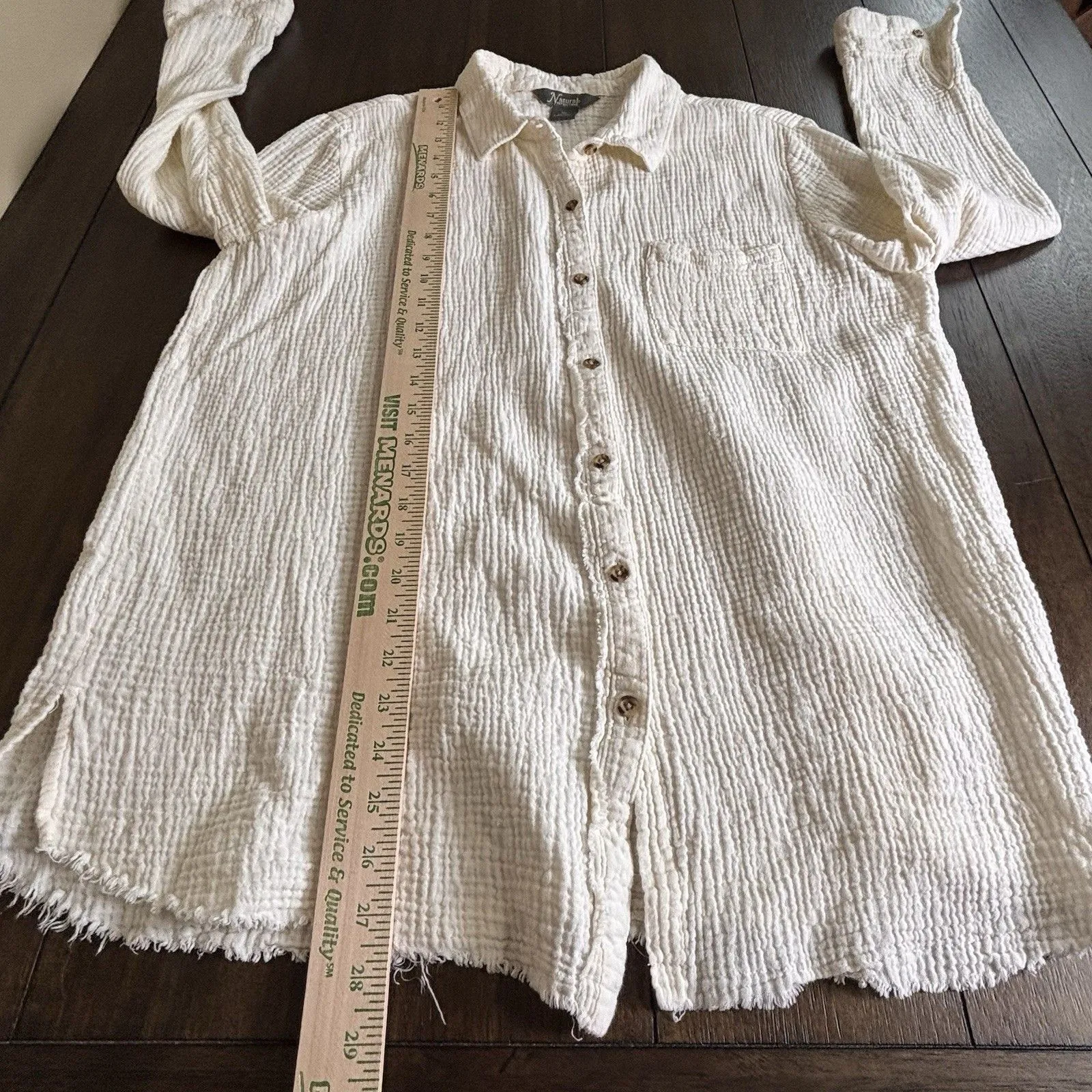 Natural Reflections Gauze Cream Button-Down Long-Sleeve Shirt Women’s XL NEW! - Image 4