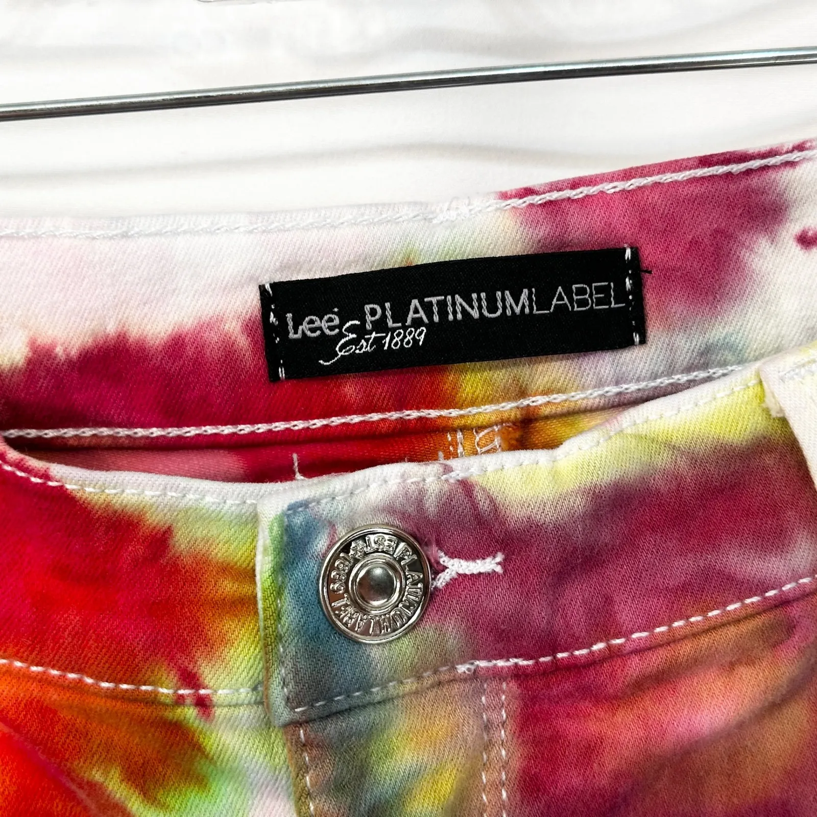 Lee Size 12 Jeans Handmade Tie Dye Jeans High Rise Straight Leg‎ Festival 636 - Image 10