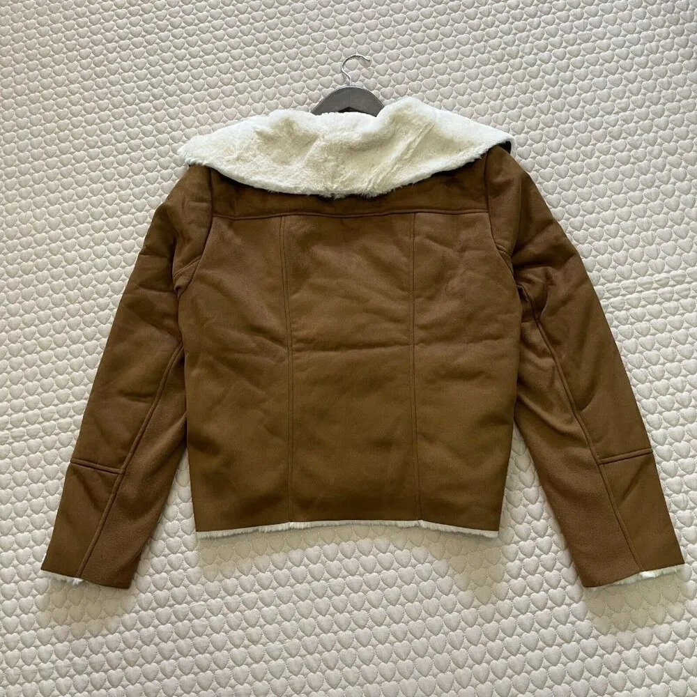 NWT Women's RIVER ISLAND AVIATOR FAUX Sheepskin JACKET UK Size 12 - Image 8