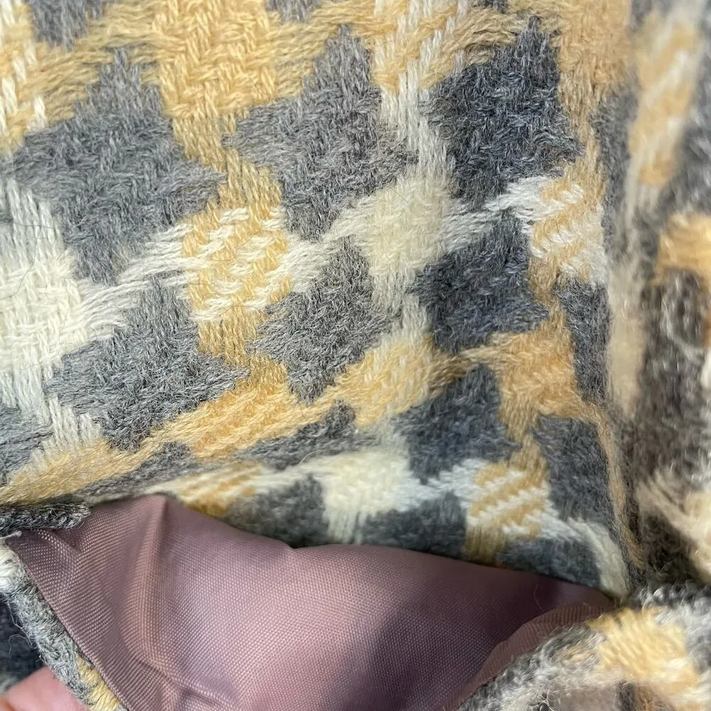 Vintage 60s 70s Patty Woodard Wool houndstooth Plaid Long mod Vest womens 10 S M Gray Size M - Image 4