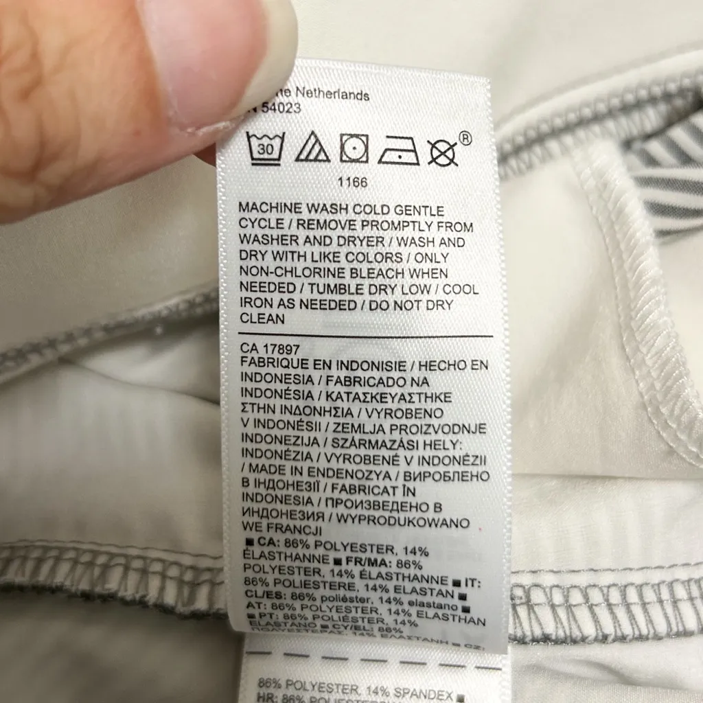 Athleta Gray Off White Stripe Brooklyn Ankle Pant Pull On Stretch Tapered 4 - Image 10