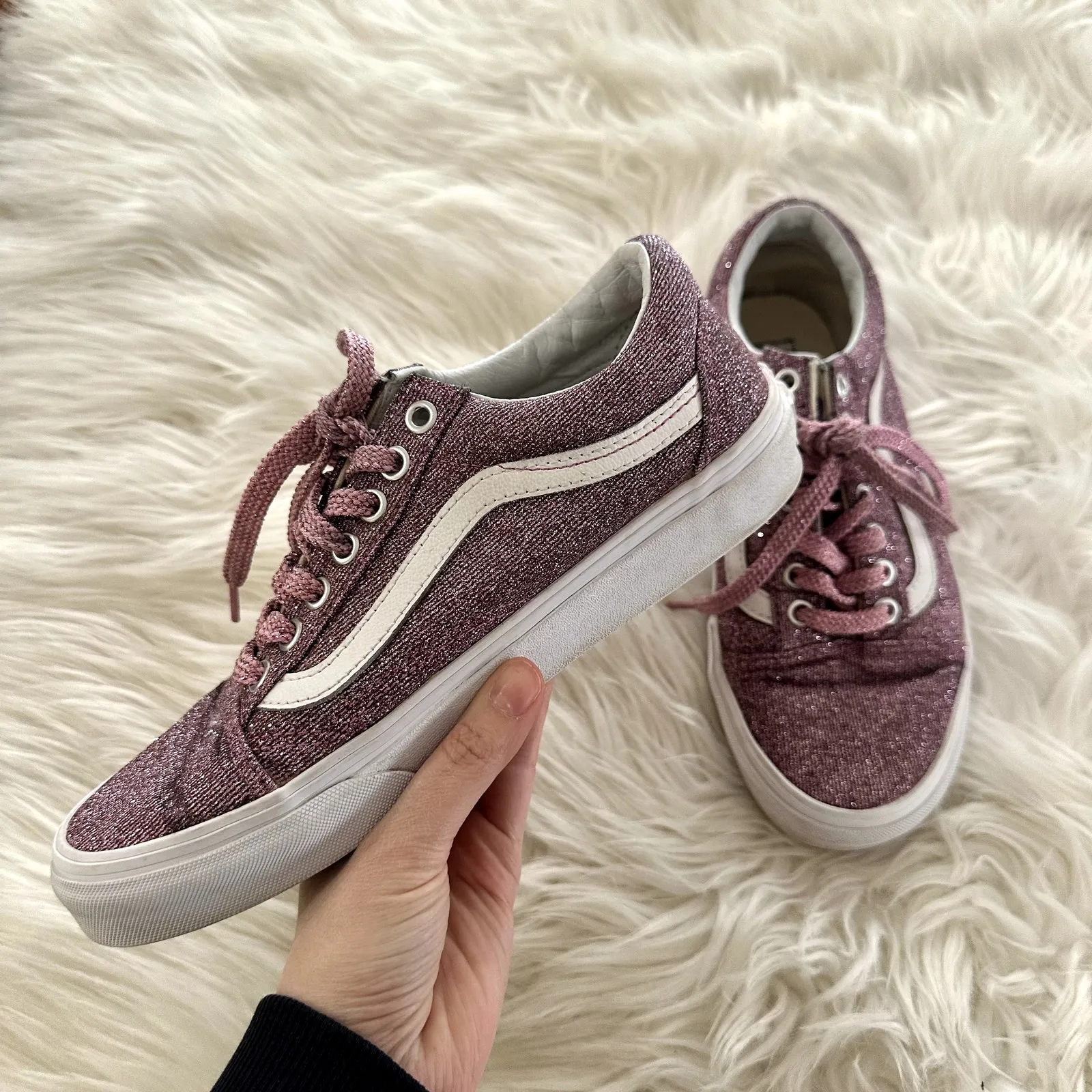 Vans Old Skool Lurex Glitter Skate Sneakers Sz 8 - Image 2