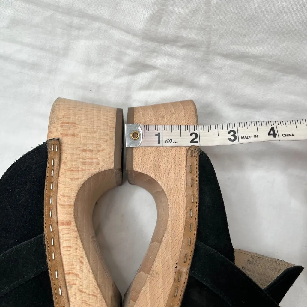 Dr Scholl's Original Collection Black Suede Wood Clog Mules  9 - Image 3