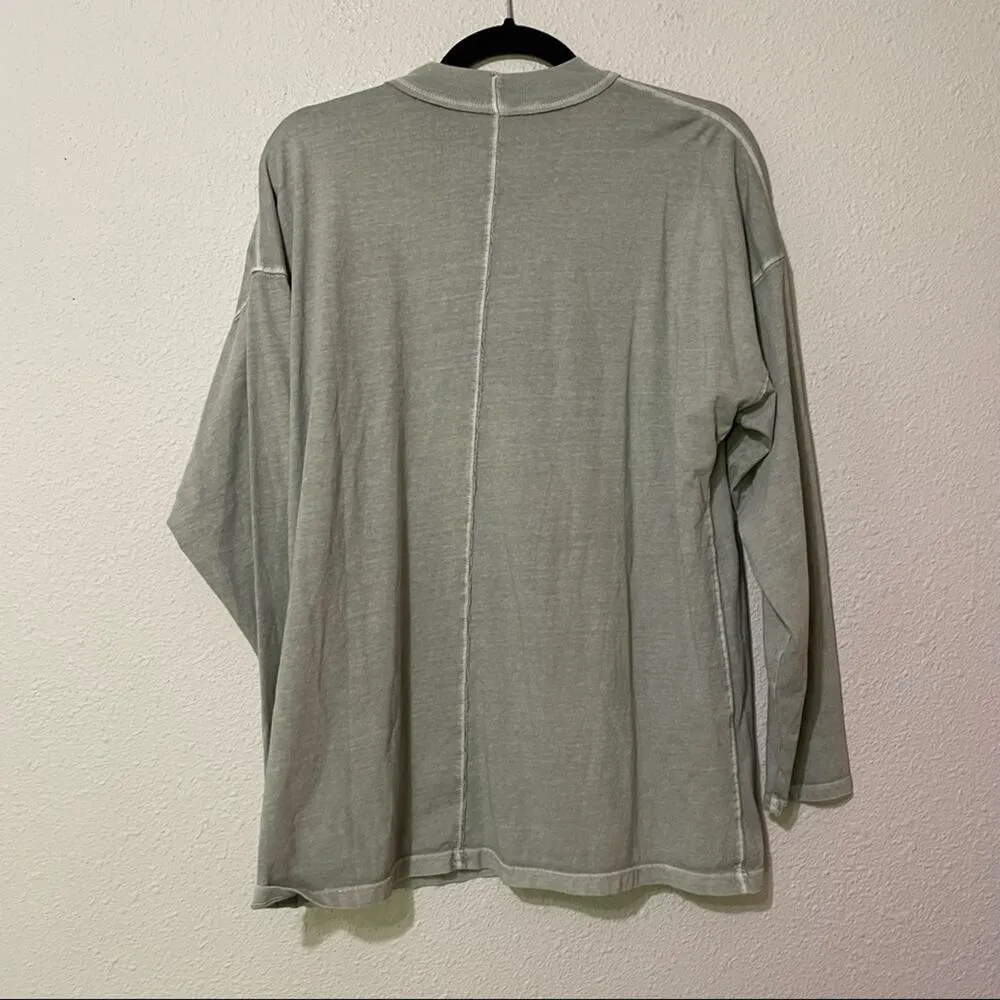 Free People Green Long Sleeve Mock Neck Tee Shirt XS Sage Oversized Thermal - Image 11