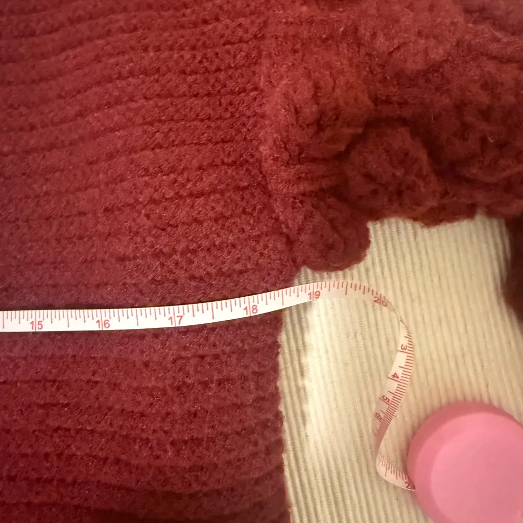 Harper Heritage Bubble Sleeve Sweater S Burgundy Chunky Knit Textured - Image 4