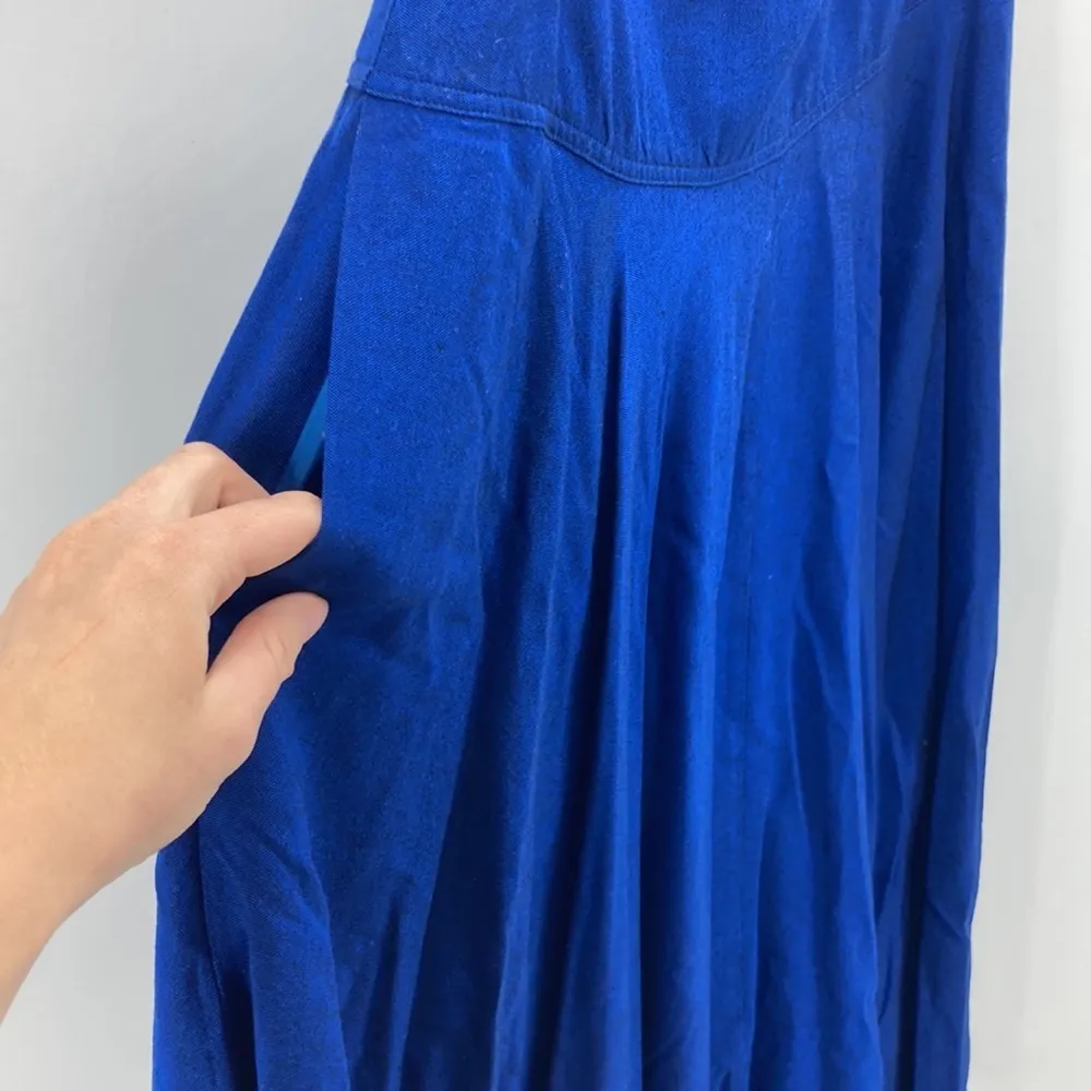 Vintage Liz Claiborne blue maxi skirt with a black sheen pockets 90s western - Image 2