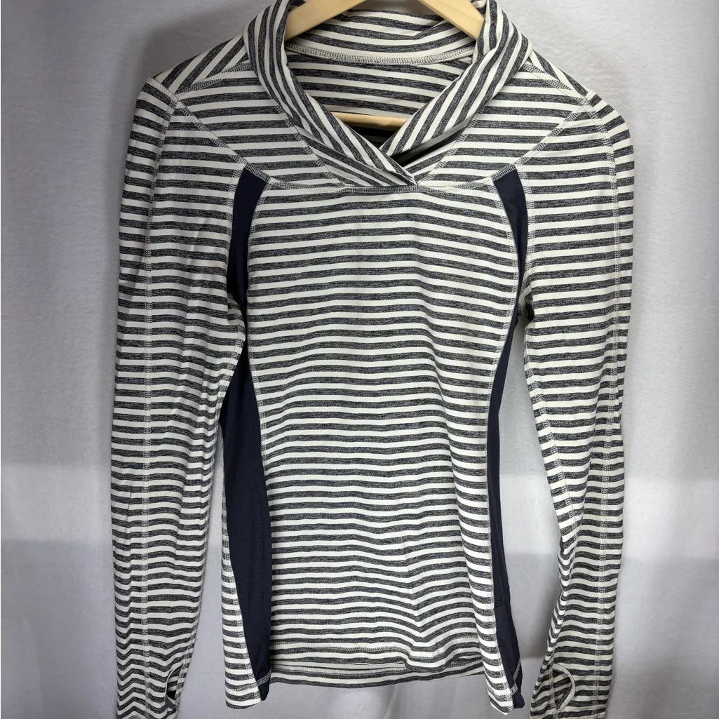 Lululemon Athletica Navy‎ and White Striped Long Sleeve Top - Image 2
