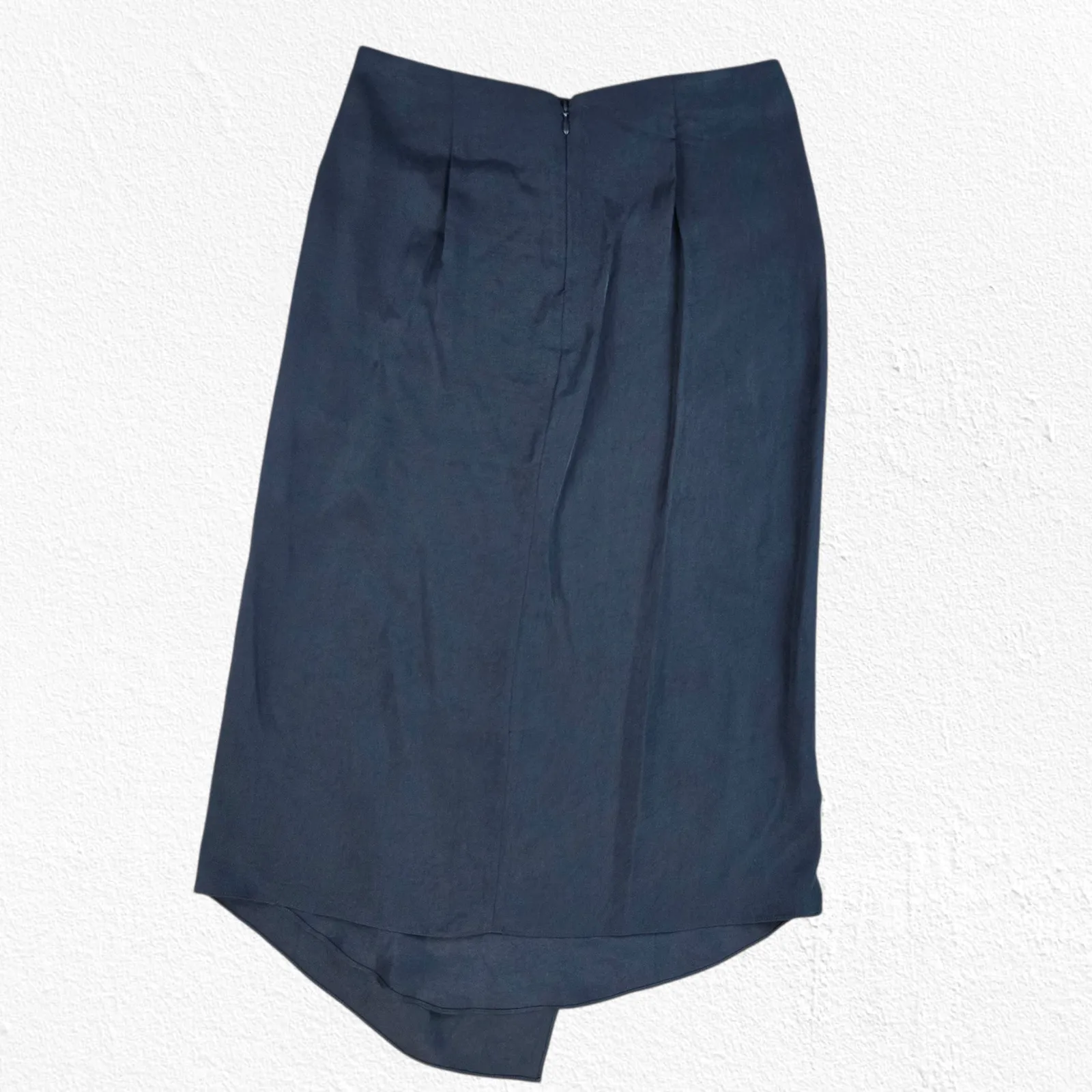 Vince Black Asymmetric Drape Office Wear Chic Minimalist Midi Skirt Size 2 - Image 11