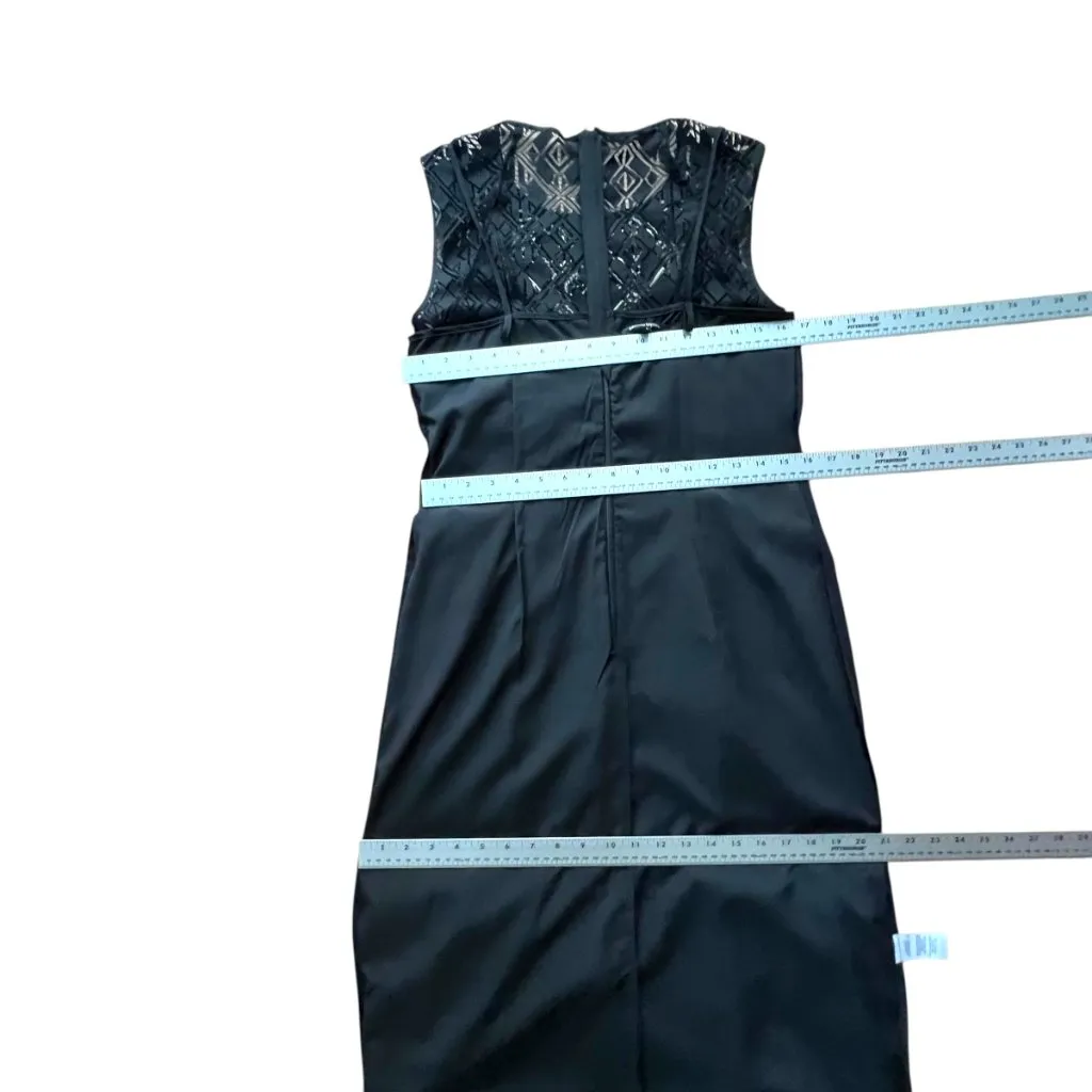 Womens Black Midi Dress 4 Small Cocktail Boho Lace Beaded Formal Nanette Lepore - Image 11