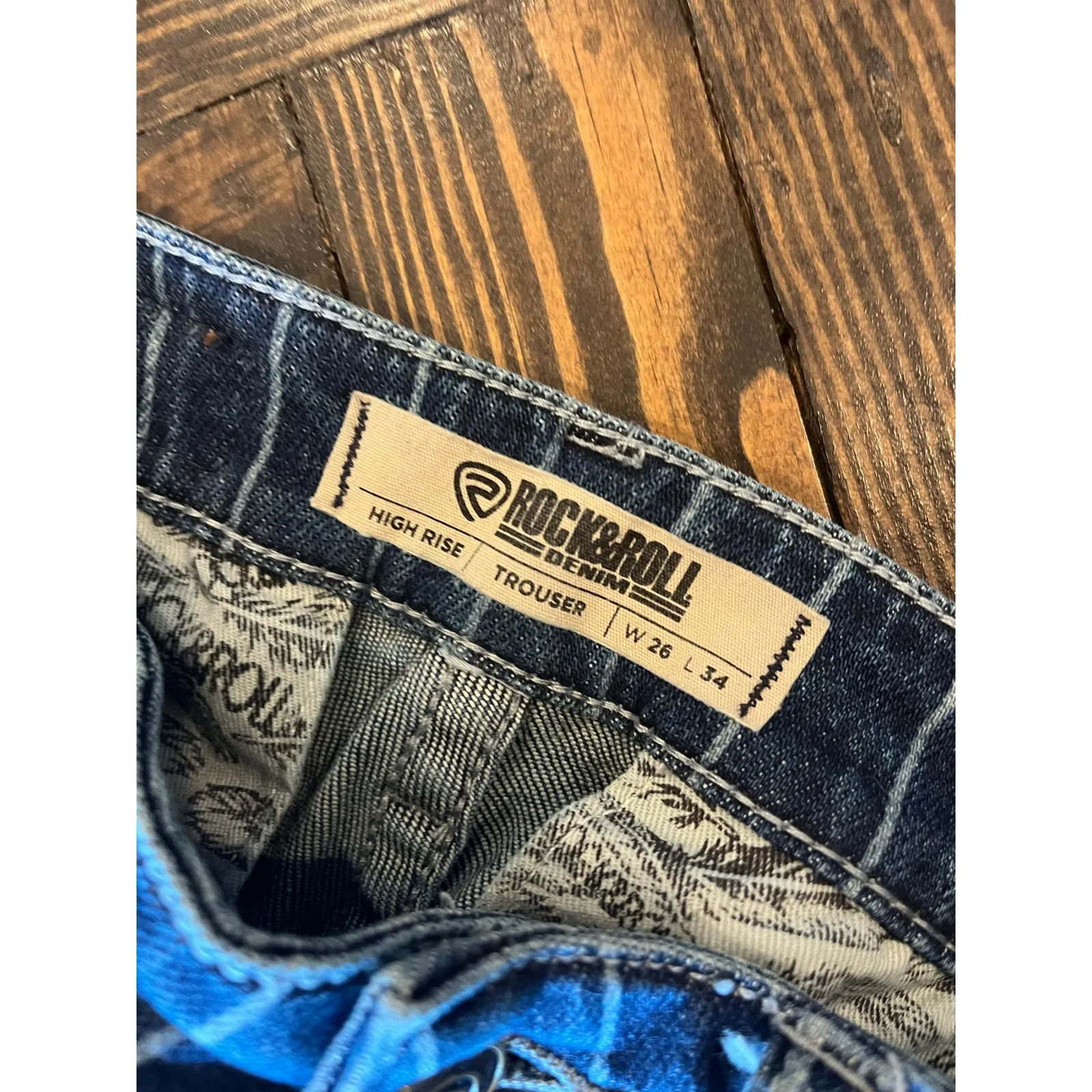 Rock & Roll Cowgirl High Rise Trouser Jeans Women 26x34 Western Aztec Boho Flare - Image 2