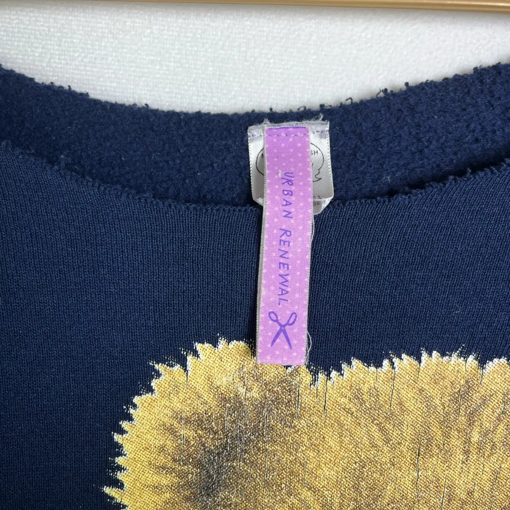 Urban Renewal Women’s Teddy Bear Graphic Sweatshirt Navy Blue Crewneck Size L - Image 3