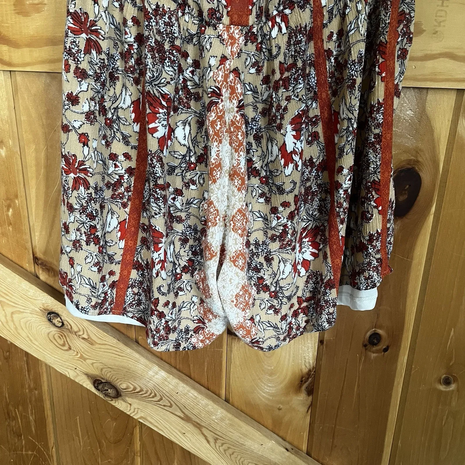 Blue Rain‎ Woman's Medium Beige Orange Floral Romper  western halter - Image 11