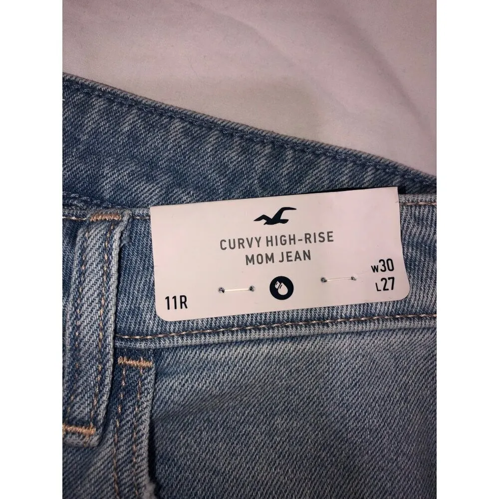 Hollister Jeans Size 11R Curvy High Rise Mom Blue Light Wash 30x27 Casual NEW - Image 2