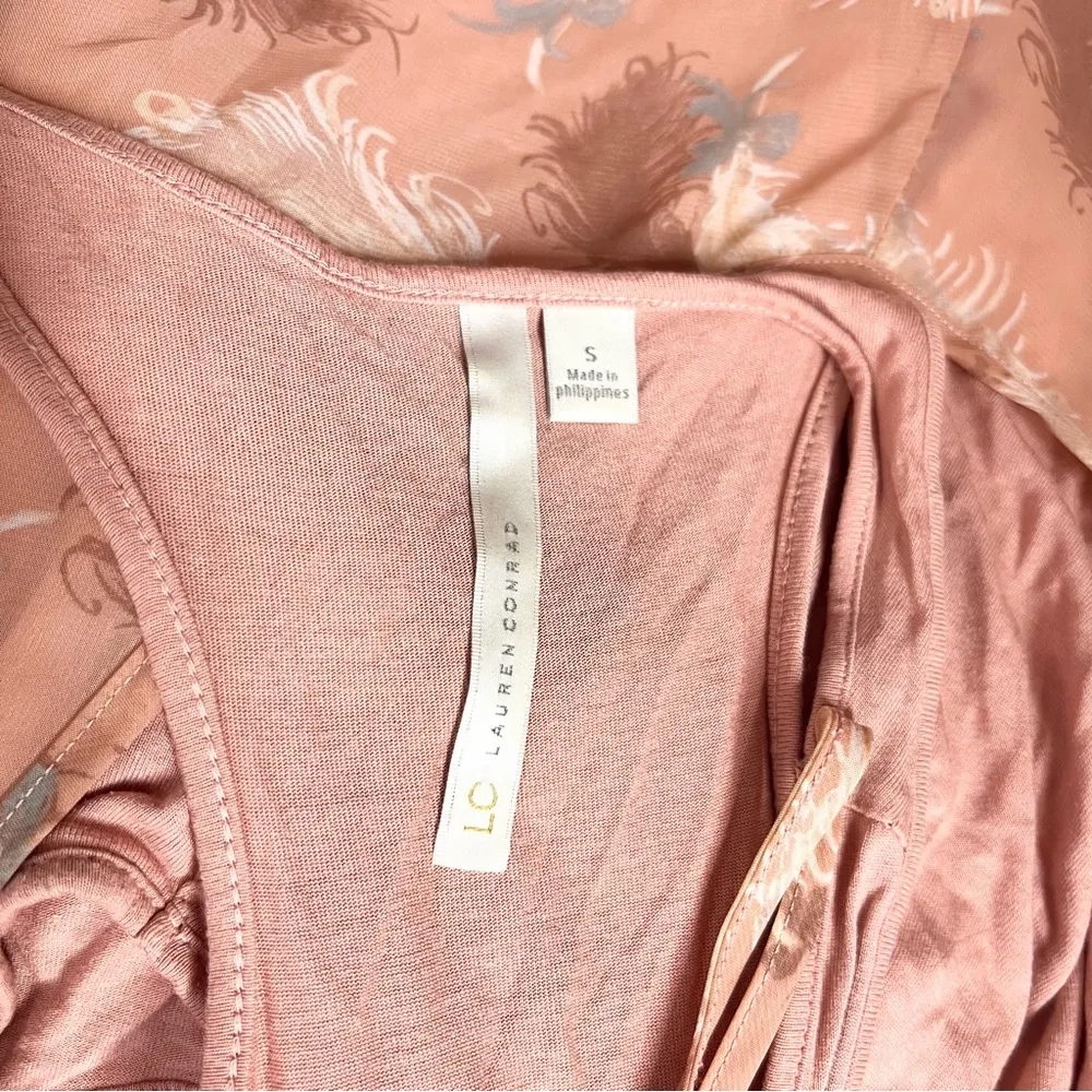 LC Lauren Conrad Coral Peach Layered Floral Print Tank Top Size Small - Image 7